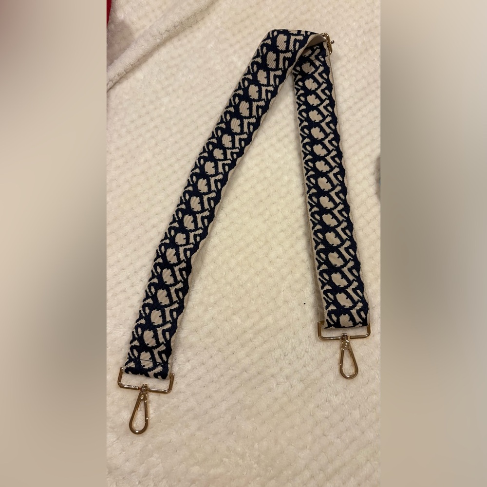 Designer Navy and Cream guitar Bag Strap